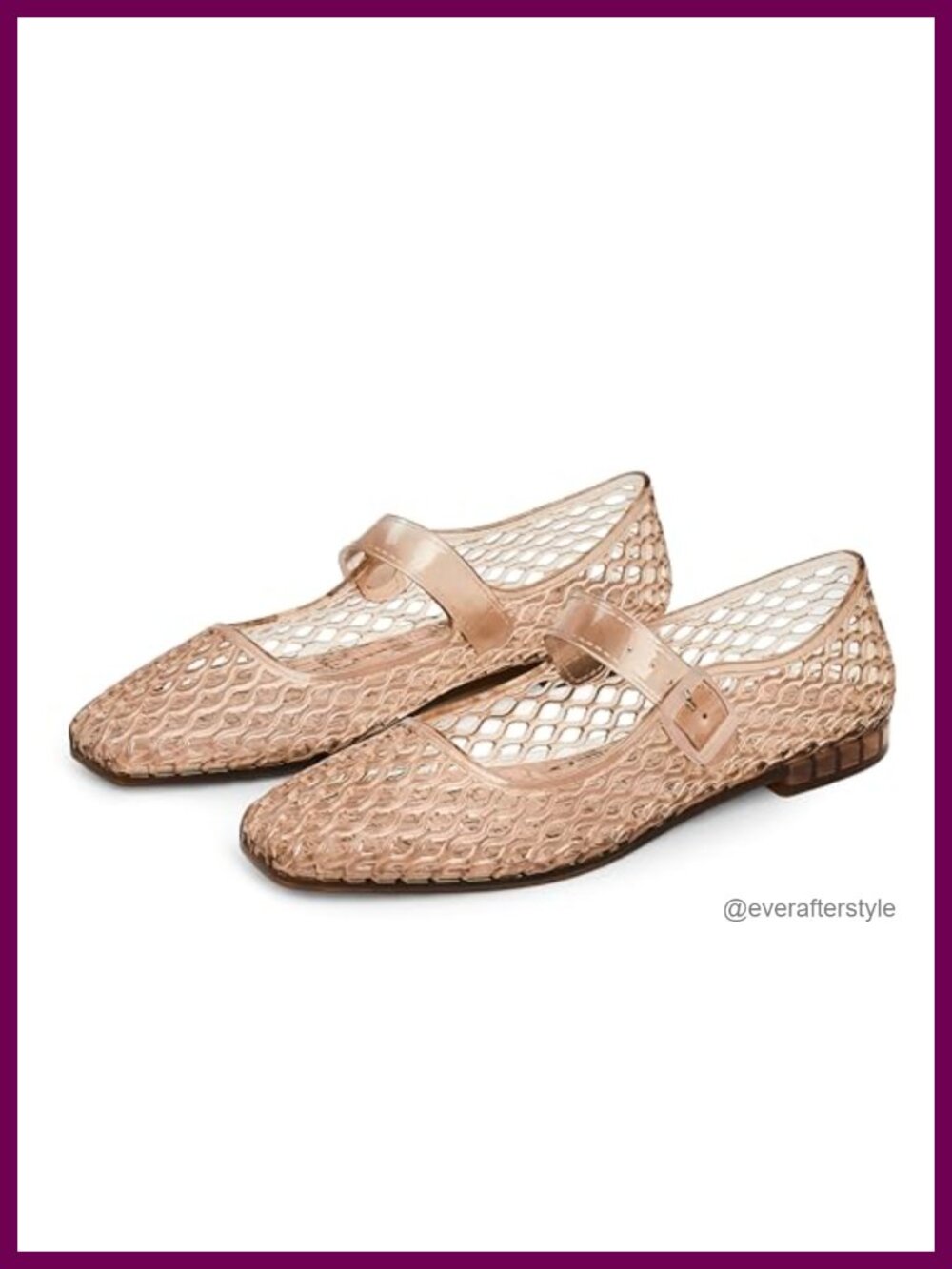 Jelly Mary Jane Ballet Flats Square Toe Buckle Jelly Sandals